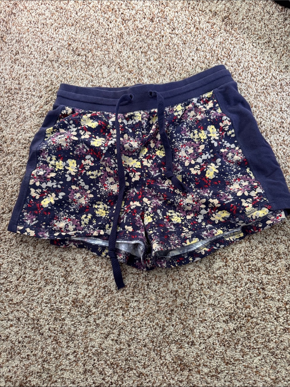 Women's Navy Floral Drawstring Shorts